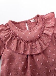 嬰兒圓點荷葉邊上衣和緊身打底褲和髮箍