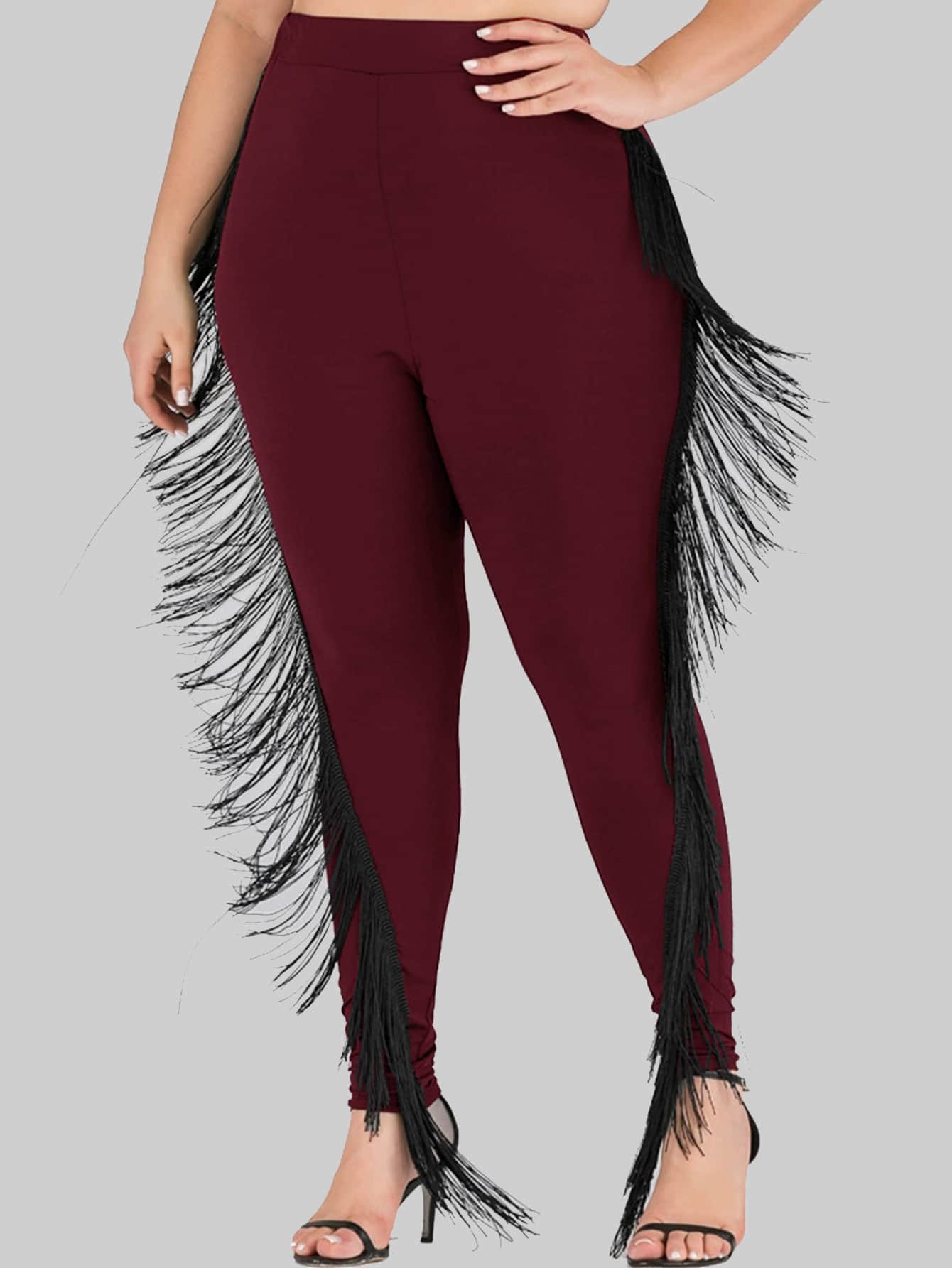 Plus size fringe leggings hot sale