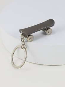 Street 1pc Creative 3d Skateboard Keychain With Moving Wheels, Cool For Boyfriend Car Accessories Bag Charm School Cute Goth Y2k Christmas Gift Ideas Bag Lanyards With Id Holder Car Accessories Bag Charms - Silver - View 2