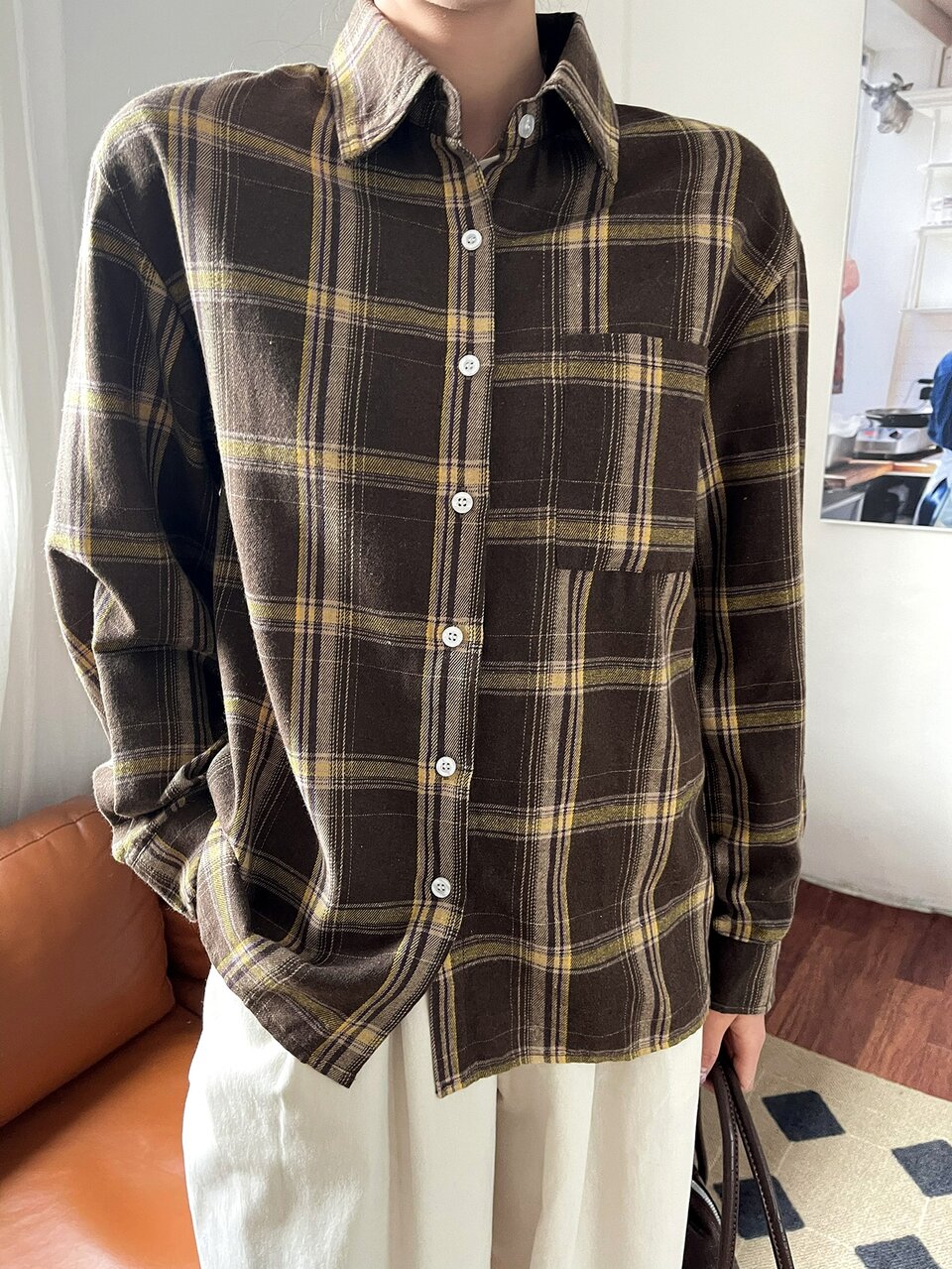 Plaid Print Drop Shoulder Shirt