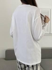 DAZY Áo thun nữ Nghề thêu Slogan Giải trí - trắng - Xem 2