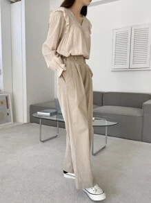 DAZY Blusa con mangas abullonadas y volantes - Albaricoque - Ver 6