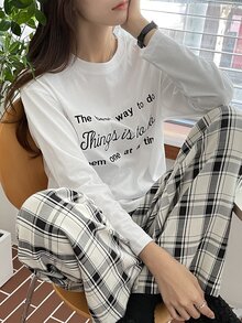 DAZY Áo thun nữ Nghề thêu Slogan Giải trí - trắng - Xem 6