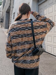 DAZY 段染落肩袖套頭毛衣 - 彩色 - 查看 2