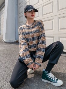 DAZY 段染落肩袖套頭毛衣 - 彩色 - 查看 5