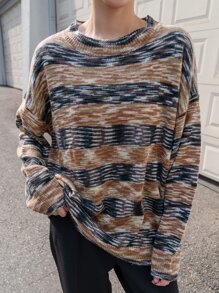 DAZY 段染落肩袖套頭毛衣 - 彩色 - 查看 7