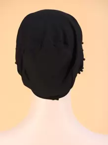 Ngọc Trai Giả Trang Trí Đầu Bọc Bonnet Tóc Bonnet Turban - màu đen - Xem 2