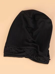 Ngọc Trai Giả Trang Trí Đầu Bọc Bonnet Tóc Bonnet Turban - màu đen - Xem 3