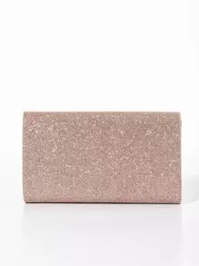 迷人、優雅、精緻、安靜奢華亮片、時尚、奢華、閃亮閃光鏈條翻蓋方形包，完美新娘皮夾適合婚禮、舞會和派對活動晚餐包、派對女孩晚餐包、女士 - 玫瑰金 - 查看 2