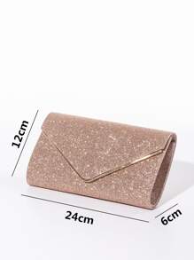 迷人、優雅、精緻、安靜奢華亮片、時尚、奢華、閃亮閃光鏈條翻蓋方形包，完美新娘皮夾適合婚禮、舞會和派對活動晚餐包、派對女孩晚餐包、女士 - 玫瑰金 - 查看 4