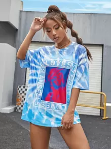 Áo thun nữ Con số Cà vạt nhuộm Giải trí - Nhiều màu - Xem 1