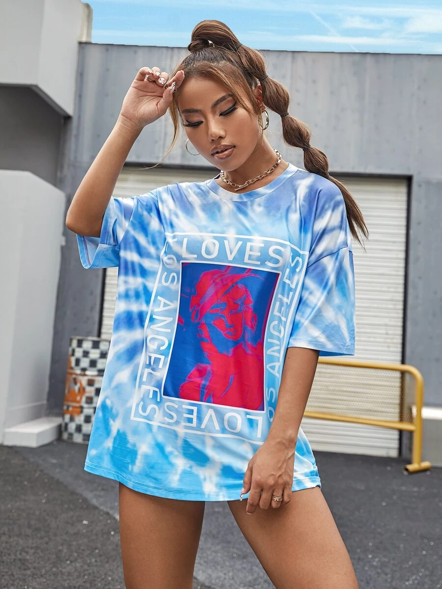 Áo thun nữ Con số Cà vạt nhuộm Giải trí - Nhiều màu - Xem 1