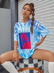 Áo thun nữ Con số Cà vạt nhuộm Giải trí - Nhiều màu - Xem 5