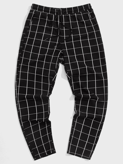GENTILAND Guys Plaid Print Drawstring Waist Pants