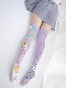 人像圖案過膝襪 - 彩色 - 查看 4