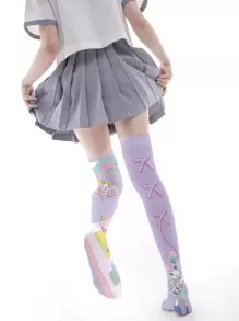 人像圖案過膝襪 - 彩色 - 查看 3