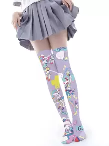 人像圖案過膝襪 - 彩色 - 查看 2