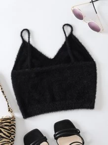 SHEIN EZwear Top unicolor corto tejido mullido