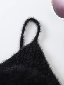 SHEIN EZwear Top unicolor corto tejido mullido