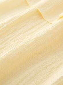 Girls Puff Sleeve Two Layer Hem Dress - Yellow - View 3