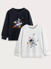 Áo nỉ bé trai Hoạt hình Giải trí - Đen và trắng - Xem 1