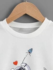 Áo nỉ bé trai Hoạt hình Giải trí - Đen và trắng - Xem 3