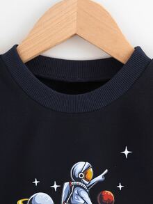 Áo nỉ bé trai Hoạt hình Giải trí - Đen và trắng - Xem 4