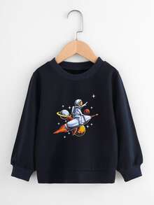 Áo nỉ bé trai Hoạt hình Giải trí - Đen và trắng - Xem 5