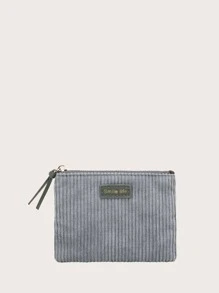 字母圖形灰鵝絨袋，輕便攜帶信用卡身份證，適用於女性白領工人、假期、紀念日、生日禮物配件禮品 - 灰色 - 查看 1