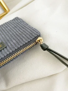 字母圖形灰鵝絨袋，輕便攜帶信用卡身份證，適用於女性白領工人、假期、紀念日、生日禮物配件禮品 - 灰色 - 查看 5