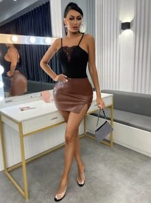 SHEIN SXY Body de tirantes con encaje - Negro - Ver 6