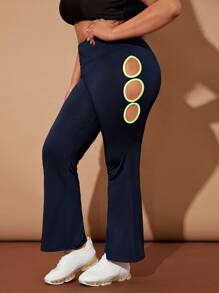 Plus Softness Cut Out Contrast Binding Sports Trousers - Navy Blue - View 5