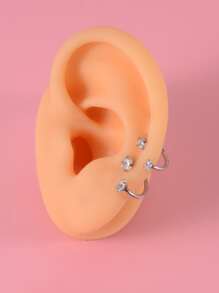 Pendientes de aro zirconia cúbica - Plateado - Ver 2