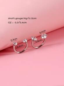 Pendientes de aro zirconia cúbica - Plateado - Ver 4