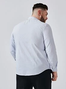 EASEVO Áo sơ mi Nam Nút phía trước màu trơn Sẵn sàng - Xanh và trắng - Xem 2