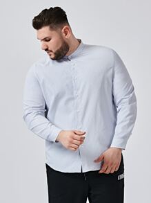 EASEVO Áo sơ mi Nam Nút phía trước màu trơn Sẵn sàng - Xanh và trắng - Xem 3