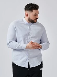 EASEVO Áo sơ mi Nam Nút phía trước màu trơn Sẵn sàng - Xanh và trắng - Xem 4