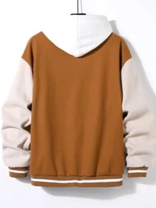 Manfinity 男士撞色字母刺繡學院風夾克不附連帽衫 - 彩色 - 查看 2