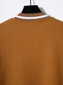 Manfinity 男士撞色字母刺繡學院風夾克不附連帽衫 - 彩色 - 查看 3