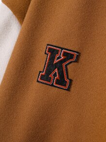 Manfinity 男士撞色字母刺繡學院風夾克不附連帽衫 - 彩色 - 查看 4