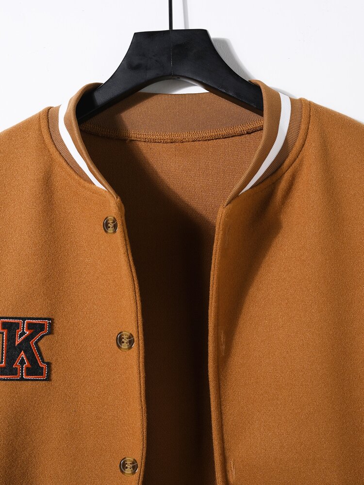 Manfinity Nam Áo khoác Đại học Khối màu Thêu Chữ Không có áo Hoodie - Nhiều màu - Xem 8