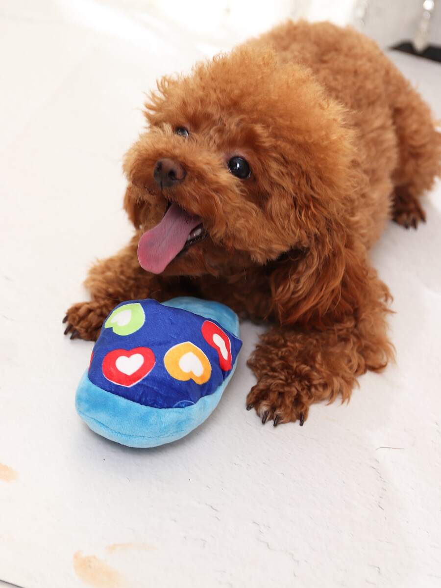 1個紋路與花紋的豐盈馬鈴薯片造型拖鞋寵物吱吱叫玩具,僅限寵物使用 - 藍色 - 查看 1