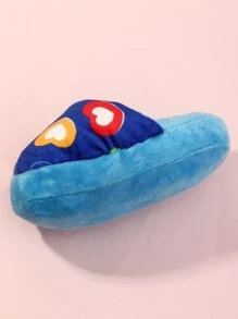 1個紋路與花紋的豐盈馬鈴薯片造型拖鞋寵物吱吱叫玩具,僅限寵物使用 - 藍色 - 查看 5