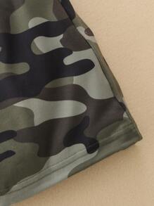 Baby Boy Letter And Camo Print Bow Front Bodysuit & Shorts With Hat - Multicolor - View 6