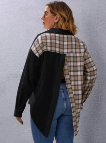 SHEIN LUNE Hơn Áo sơ mi Kẻ sọc Nối Tách rời - Nhiều màu - Xem 2