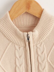 SHEIN Boys Geo Pattern Zip Up Cardigan - Apricot - View 3