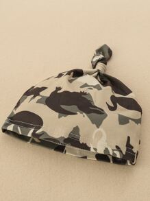 男嬰字母圖案撞色滾邊連體衣和短褲附帽子