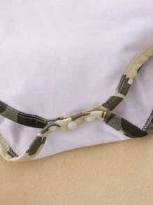 男嬰字母圖案撞色滾邊連體衣和短褲附帽子