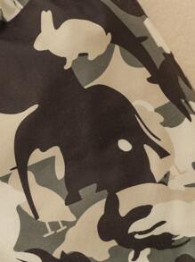 男嬰字母圖案撞色滾邊連體衣和短褲附帽子