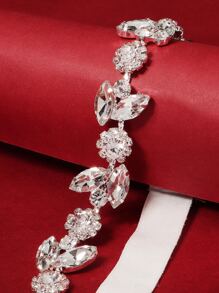 1 件女式弹性向日葵和水钻设计新娘腿吊袜带，西式婚礼伴娘基本装饰万圣节